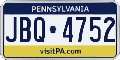 PA license plate JBQ4752