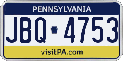 PA license plate JBQ4753