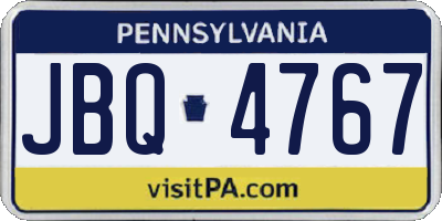 PA license plate JBQ4767