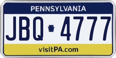 PA license plate JBQ4777