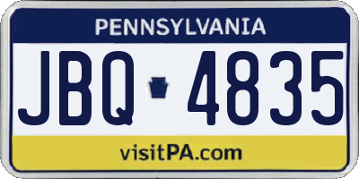 PA license plate JBQ4835
