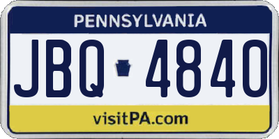PA license plate JBQ4840