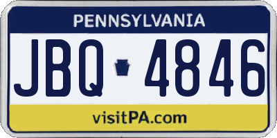 PA license plate JBQ4846
