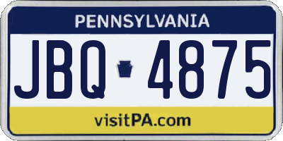 PA license plate JBQ4875