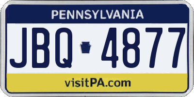 PA license plate JBQ4877