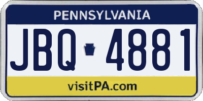 PA license plate JBQ4881