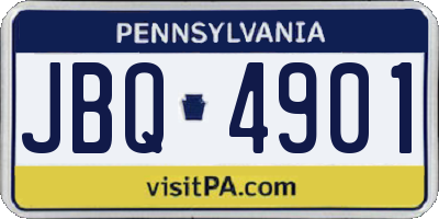 PA license plate JBQ4901