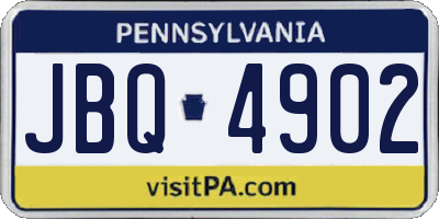PA license plate JBQ4902