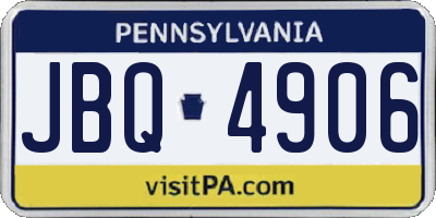 PA license plate JBQ4906