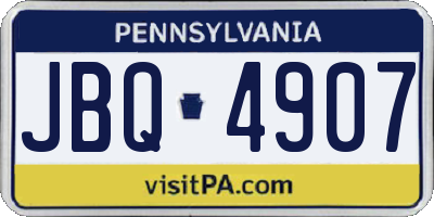PA license plate JBQ4907