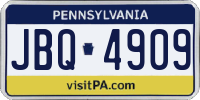 PA license plate JBQ4909
