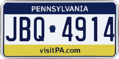 PA license plate JBQ4914