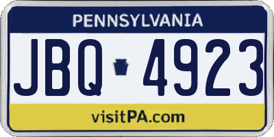 PA license plate JBQ4923