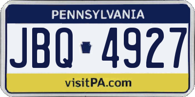 PA license plate JBQ4927