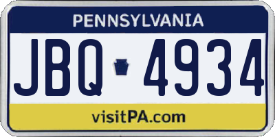 PA license plate JBQ4934