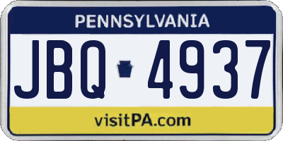 PA license plate JBQ4937