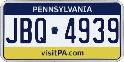 PA license plate JBQ4939
