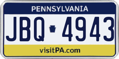 PA license plate JBQ4943