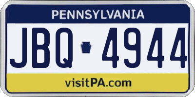 PA license plate JBQ4944