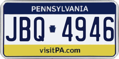 PA license plate JBQ4946