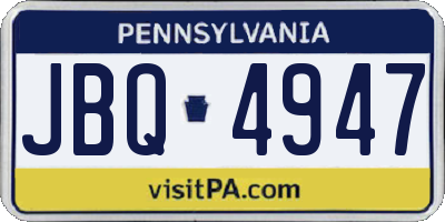 PA license plate JBQ4947