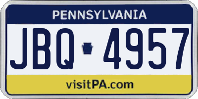PA license plate JBQ4957
