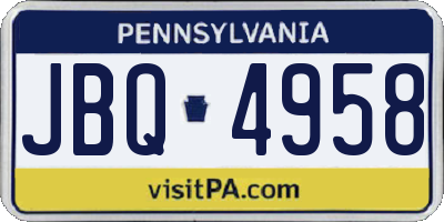 PA license plate JBQ4958