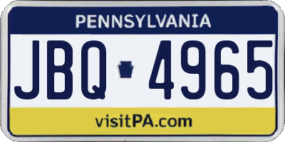PA license plate JBQ4965