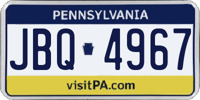 PA license plate JBQ4967
