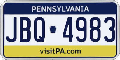 PA license plate JBQ4983