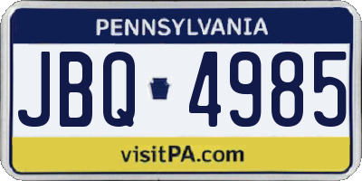 PA license plate JBQ4985