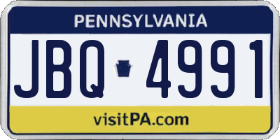 PA license plate JBQ4991