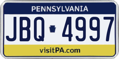PA license plate JBQ4997