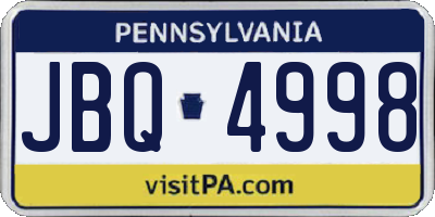 PA license plate JBQ4998