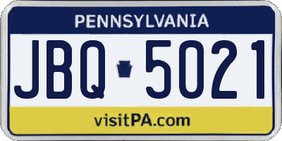 PA license plate JBQ5021