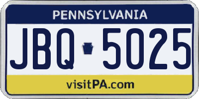 PA license plate JBQ5025