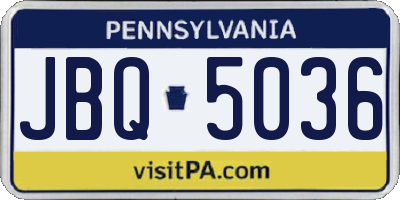 PA license plate JBQ5036
