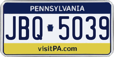 PA license plate JBQ5039