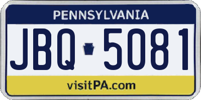 PA license plate JBQ5081
