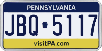 PA license plate JBQ5117