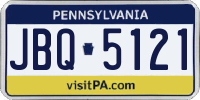PA license plate JBQ5121