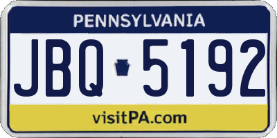 PA license plate JBQ5192