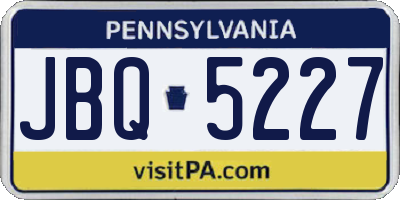 PA license plate JBQ5227