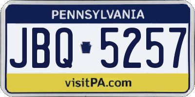 PA license plate JBQ5257
