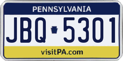 PA license plate JBQ5301