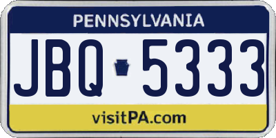 PA license plate JBQ5333