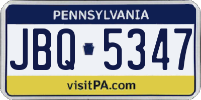 PA license plate JBQ5347