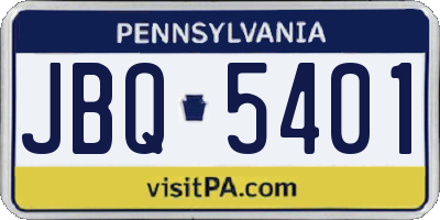 PA license plate JBQ5401