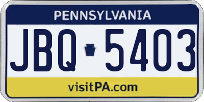 PA license plate JBQ5403
