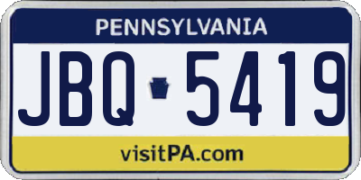 PA license plate JBQ5419